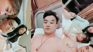 帅气男主播豪华套房约2位良家美少妇玩一龙二凤边操边直播